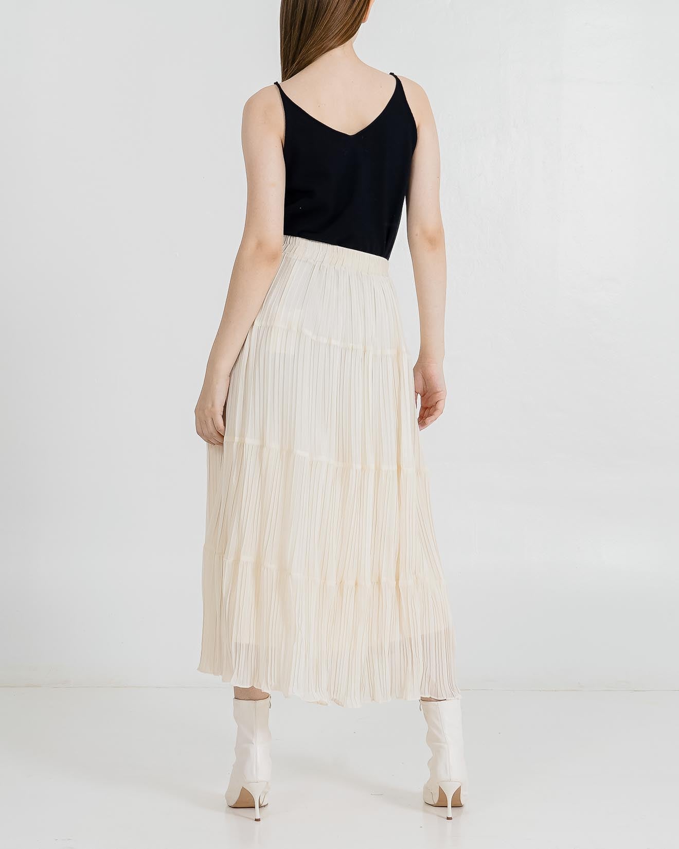 Renata Pleats Ivory Skirt – Rok Casual Wanita