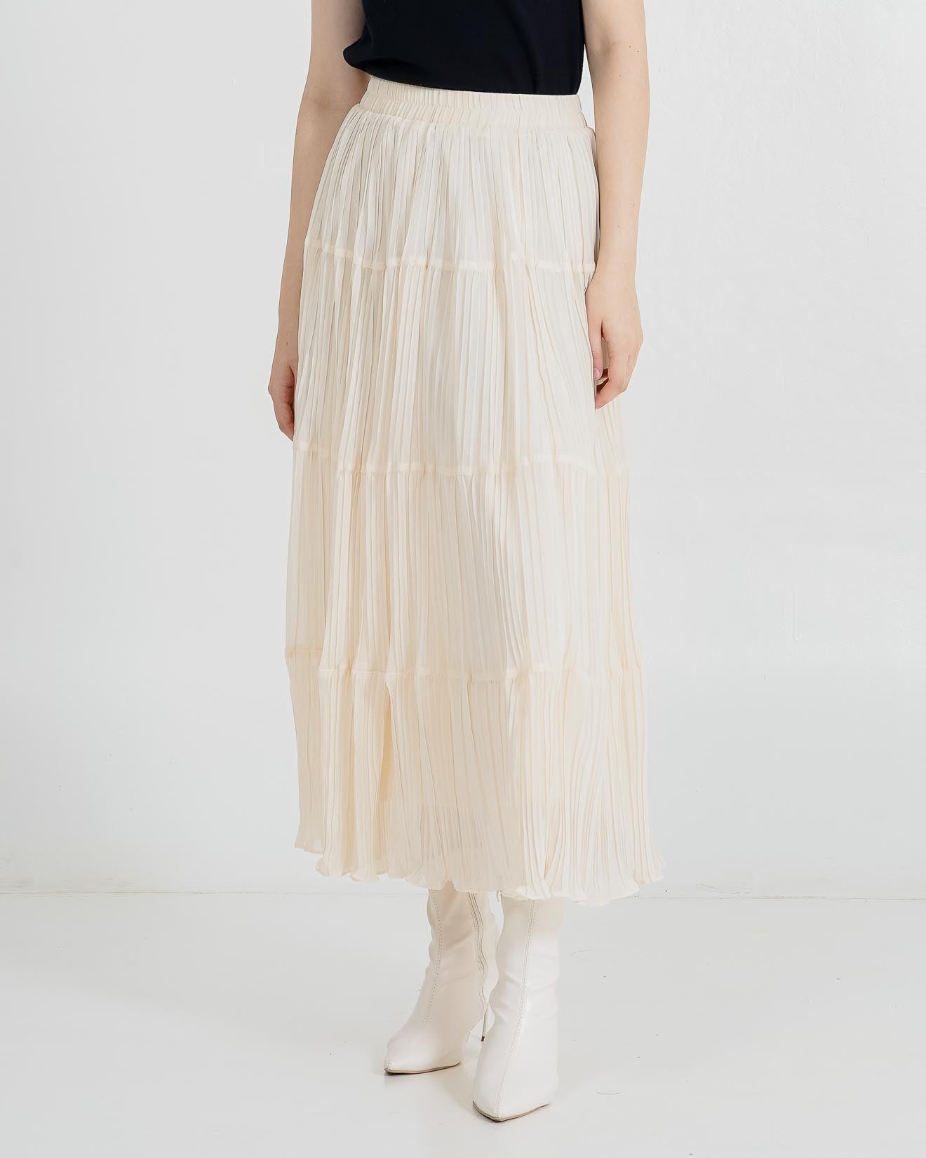 Renata Pleats Ivory Skirt – Rok Casual Wanita