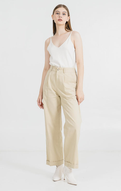 Leighton Straight Ivory Pants – Celana Panjang Wanita Casual