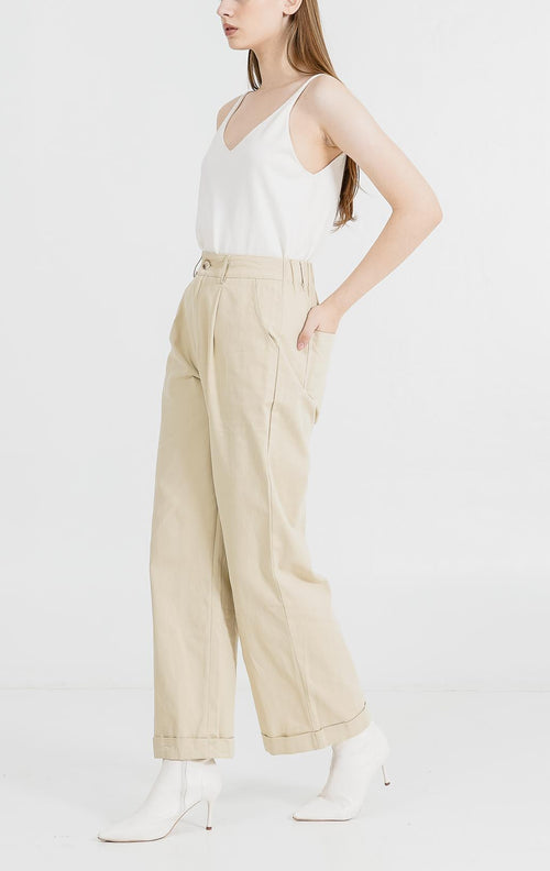 Leighton Straight Ivory Pants – Celana Panjang Wanita Casual
