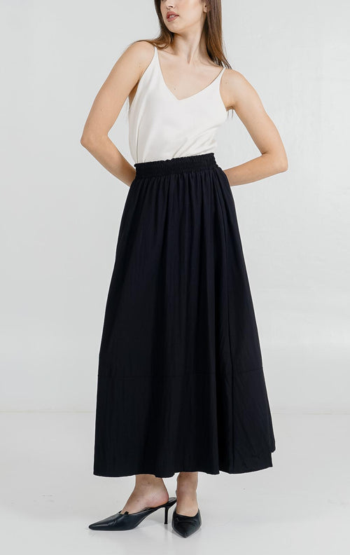 Anya Anya A-Line Skirt Black - Rok Midi Wanita Kekinian