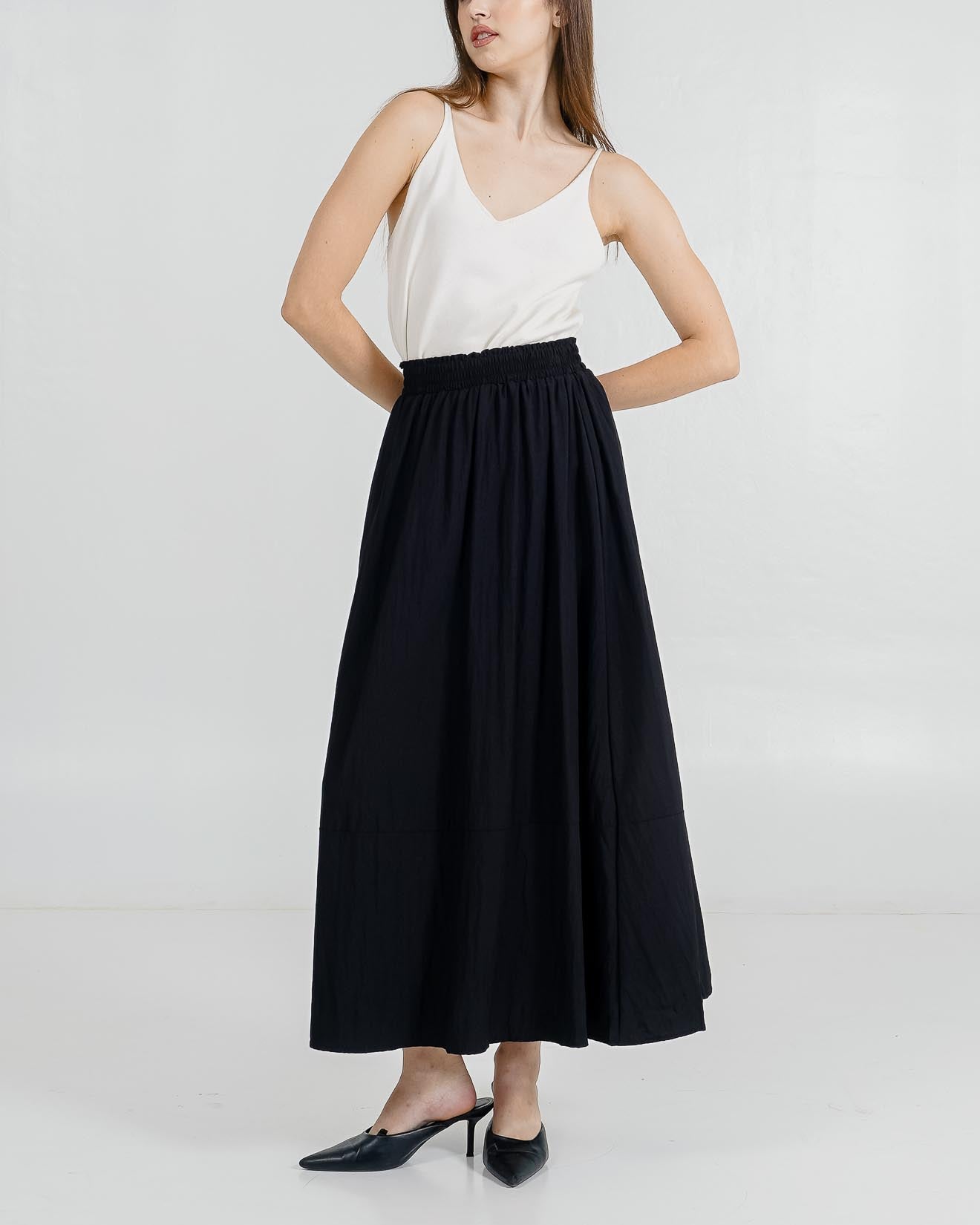 Anya Anya A-Line Skirt Black - Rok Midi Wanita Kekinian