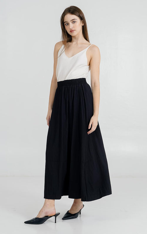 Anya Anya A-Line Skirt Black - Rok Midi Wanita Kekinian