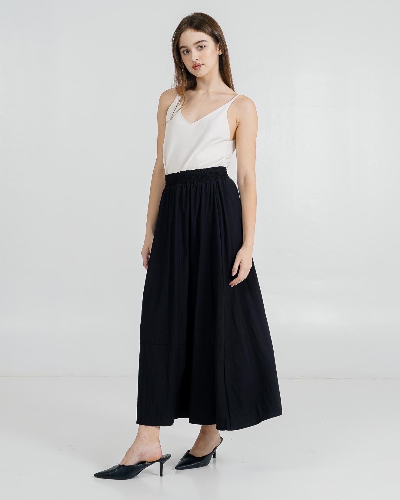 Anya Anya A-Line Skirt Black - Rok Midi Wanita Kekinian