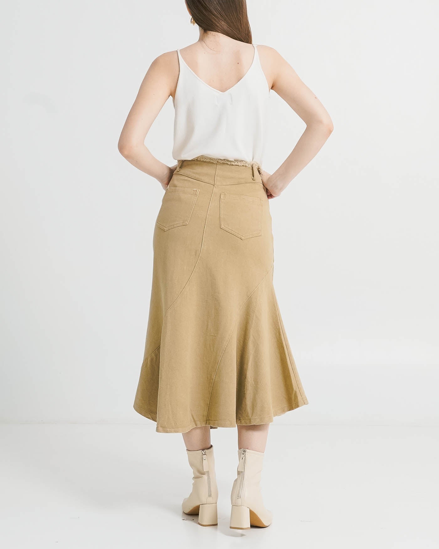 Georgia Fringed Brown Skirt - Rok Midi Wanita Kekinian