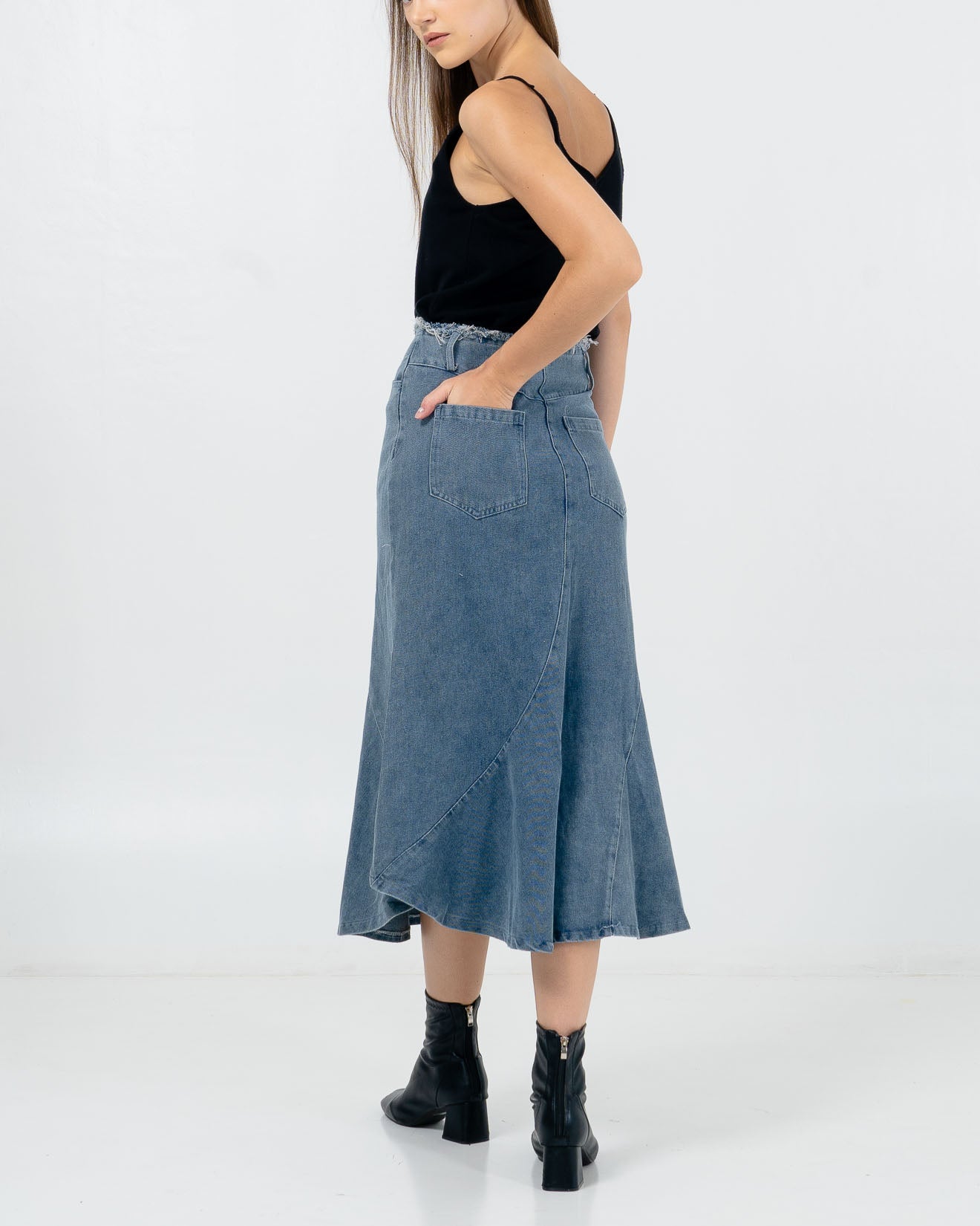 Georgia Fringe Mermaid Skirt Denim - Rok Wanita Kekinian