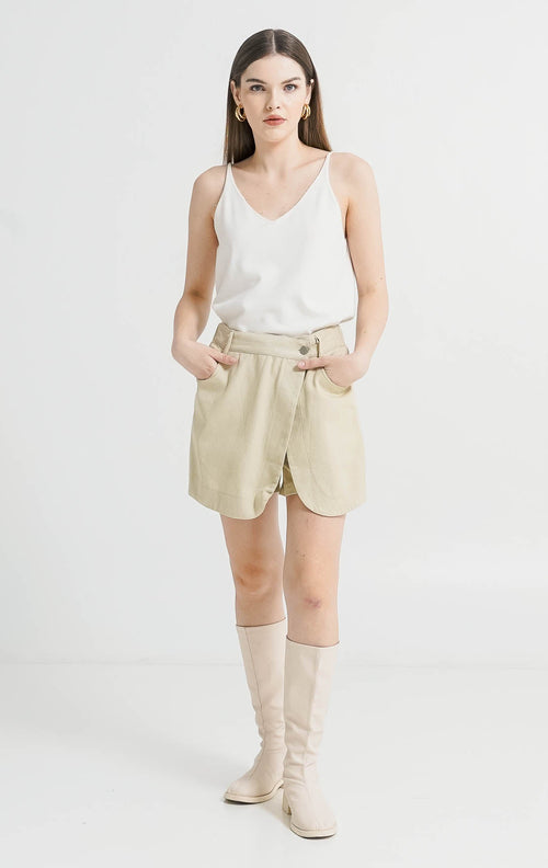 Leah Skort Ivory Denim