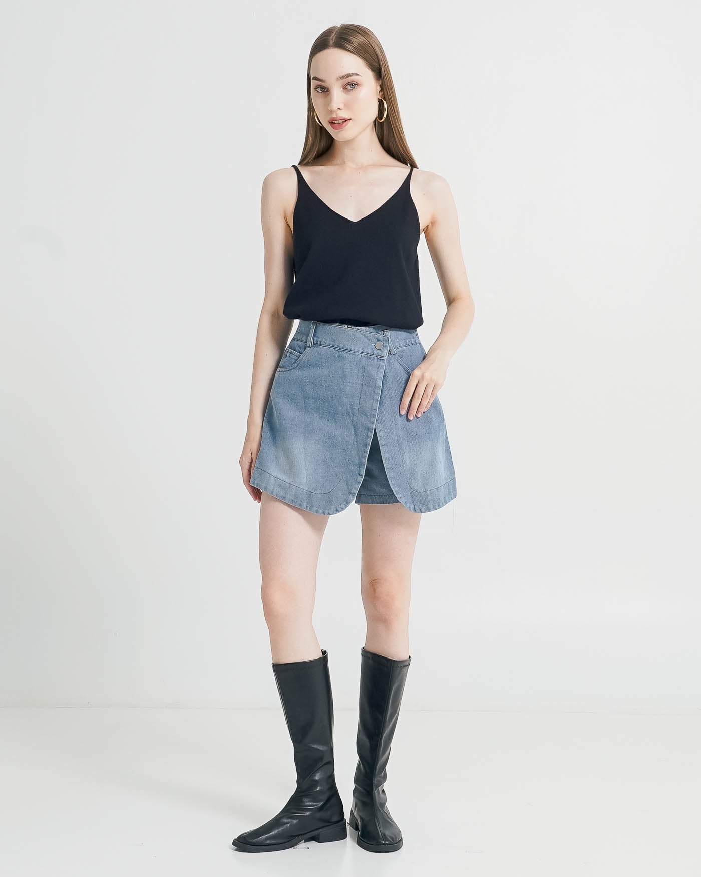 Leah Wrap Denim  Skort – Rok Celana Denim Wanita Kekinian