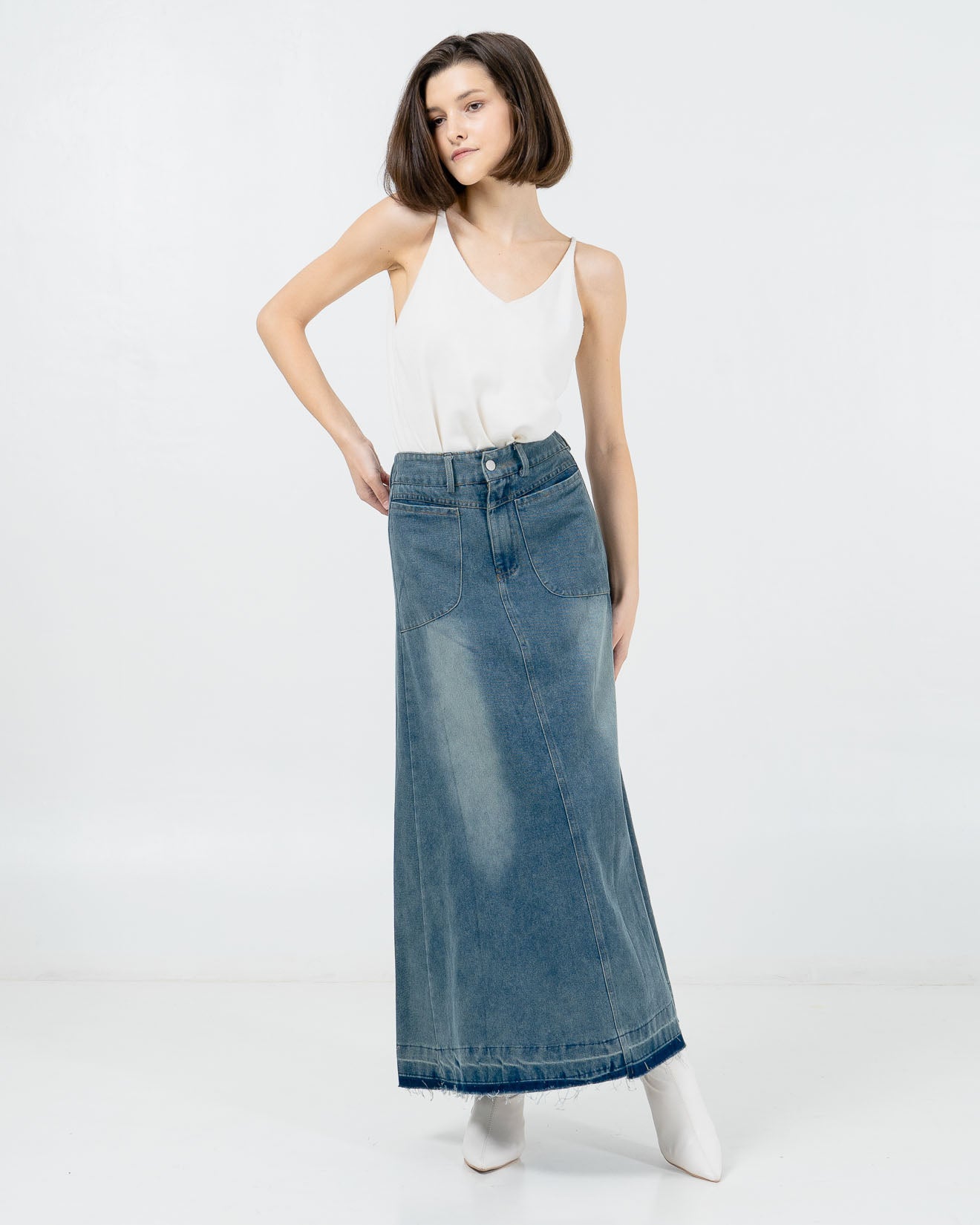 Gideon A-Line Skirt Denim - Rok Jeans Wanita Kekinian