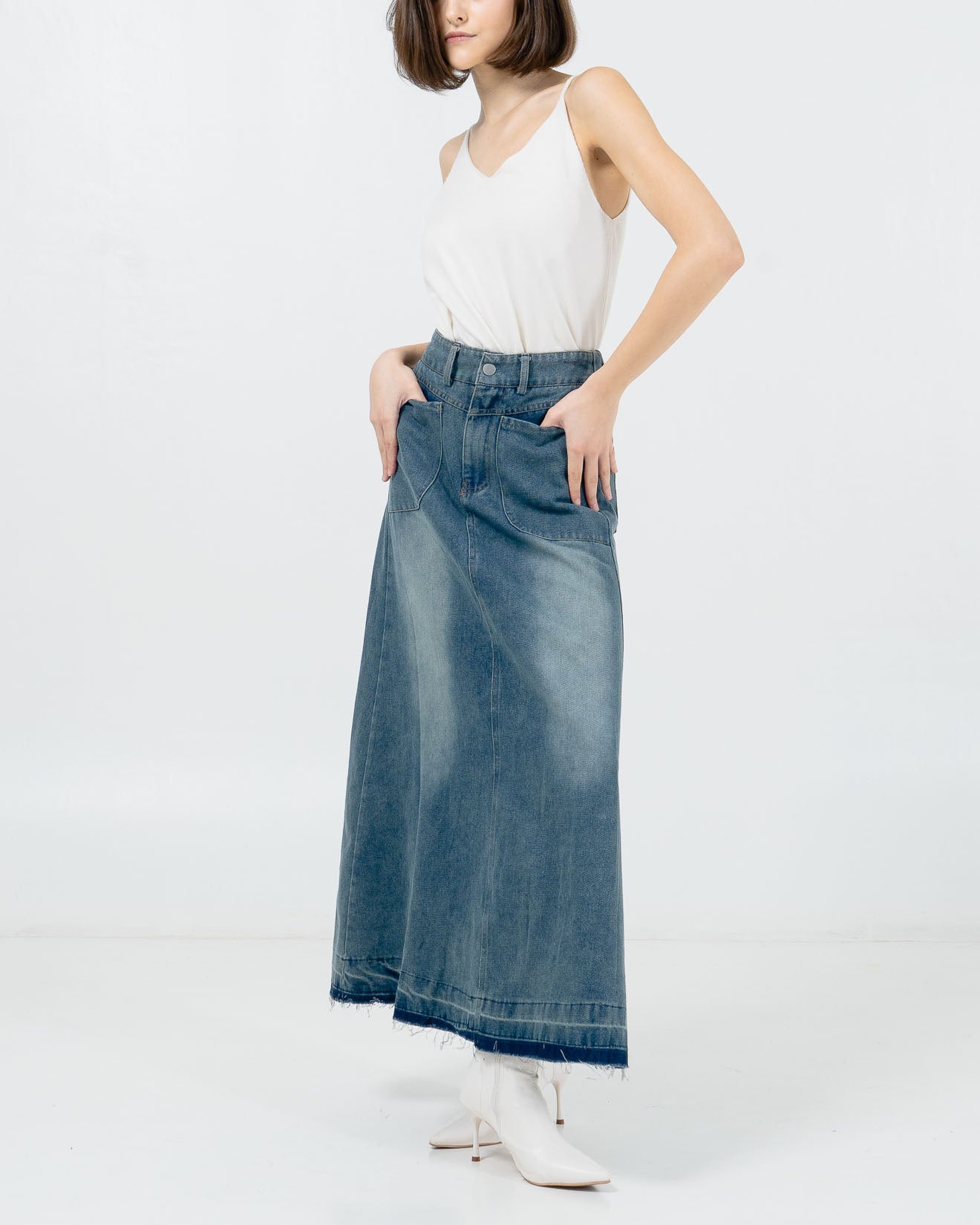 Gideon A-Line Skirt Denim - Rok Jeans Wanita Kekinian