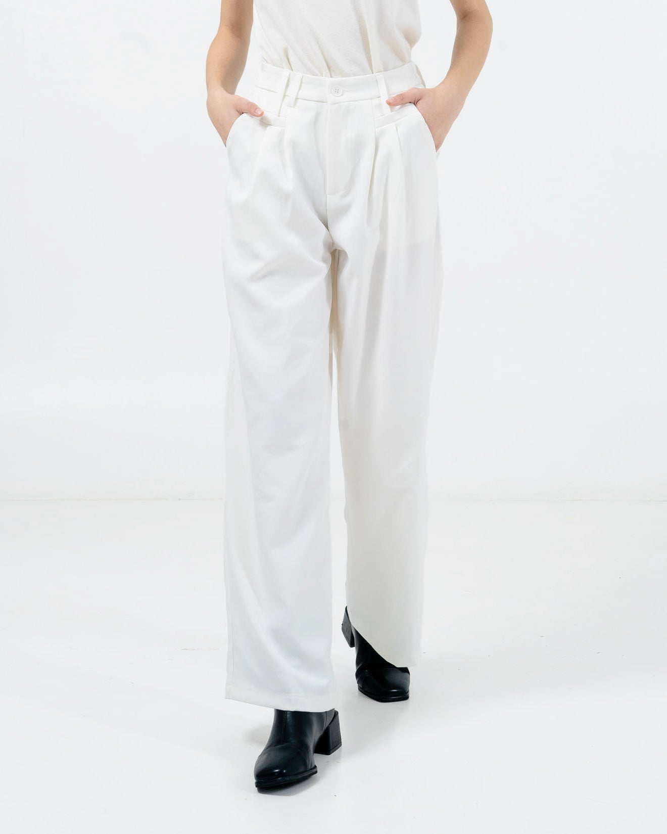 Esme Wide Leg White Pants –  Celana Formal Wanita