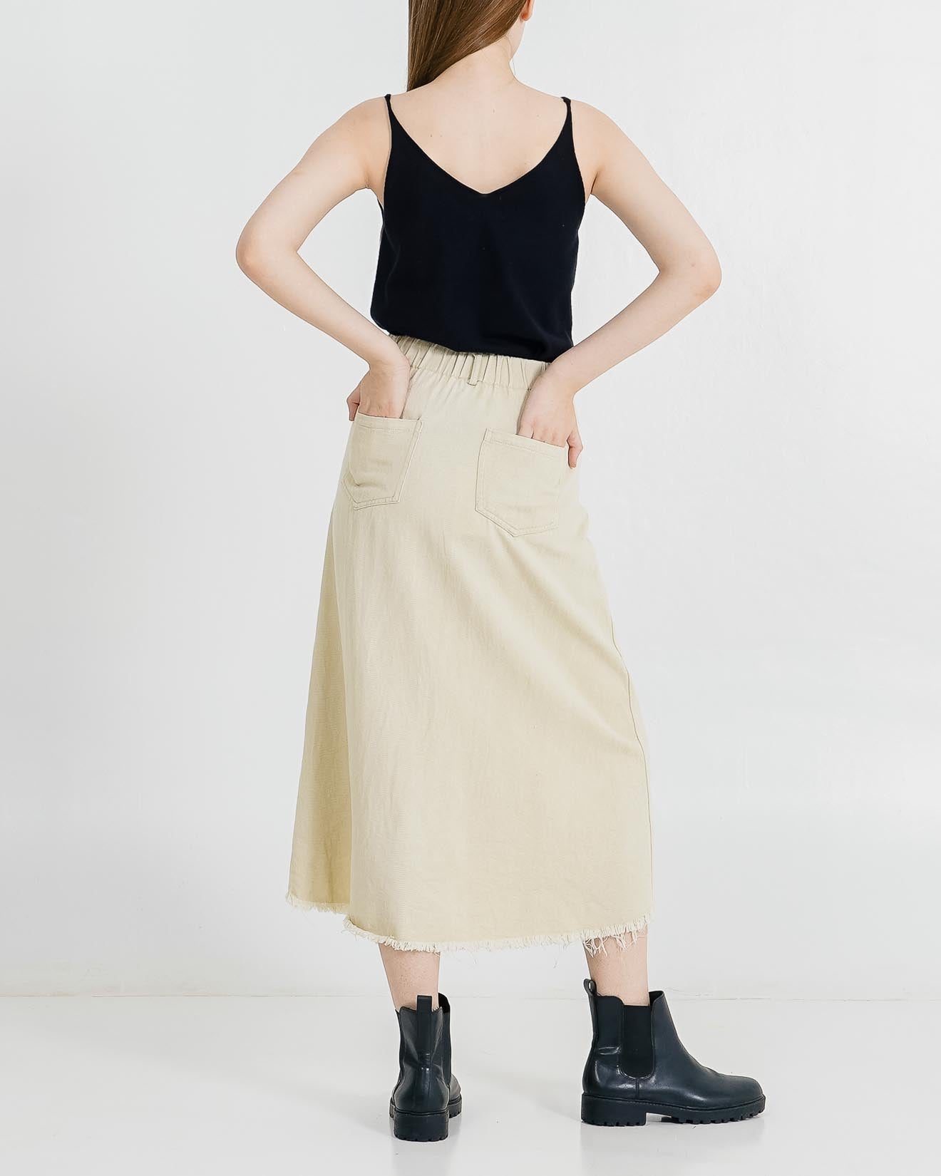 Wanda Fringe Long Ivory Skirt – Rok Casual Wanita