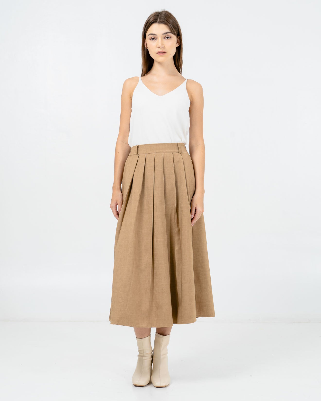 Alice Pleated Long Brown Skirt – Rok Wanita Kekinian