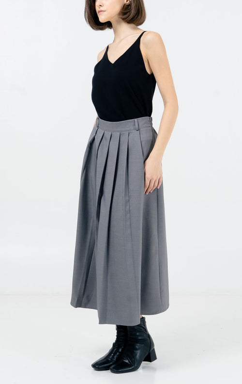 Alice Pleated Long Grey Skirt – Rok Wanita Kekinian
