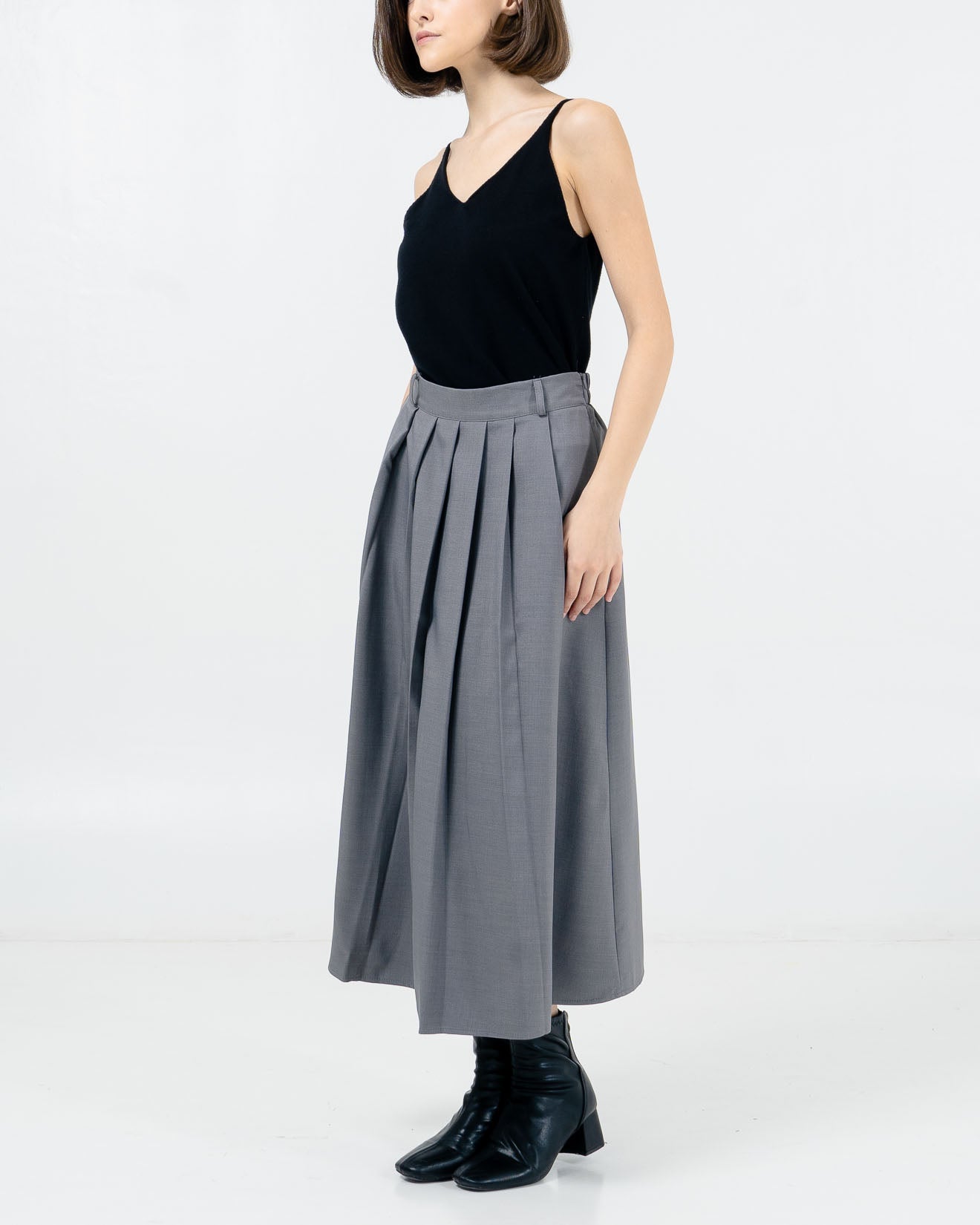 Alice Pleated Long Grey Skirt – Rok Wanita Kekinian