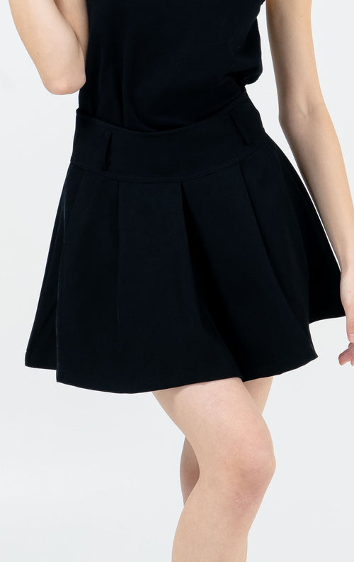 Aryan Pleats Skort Black - Skort Casual Wanita Kekinian
