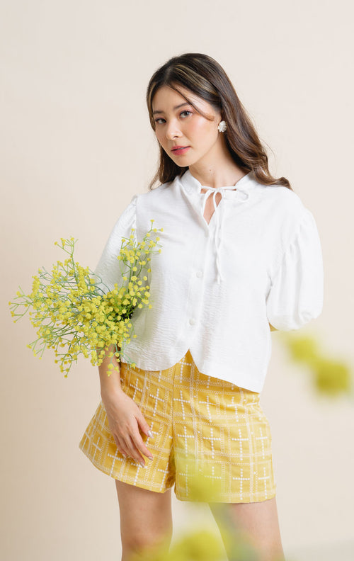 CNY Daffodil Embroidery Marigold Short Pants – 287205
