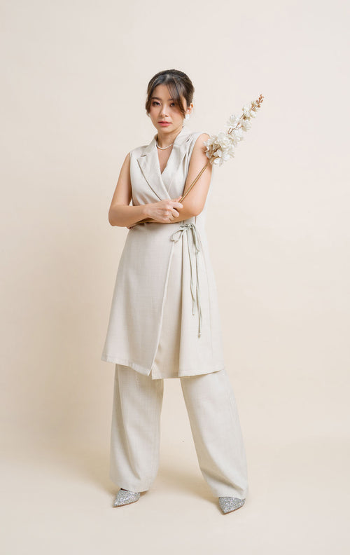 CNY Mandarin Wide Leg Ivory Pants – 288934