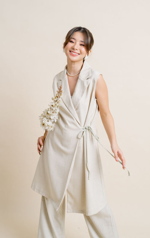 CNY Mandarin Wide Leg Ivory Pants – 288934