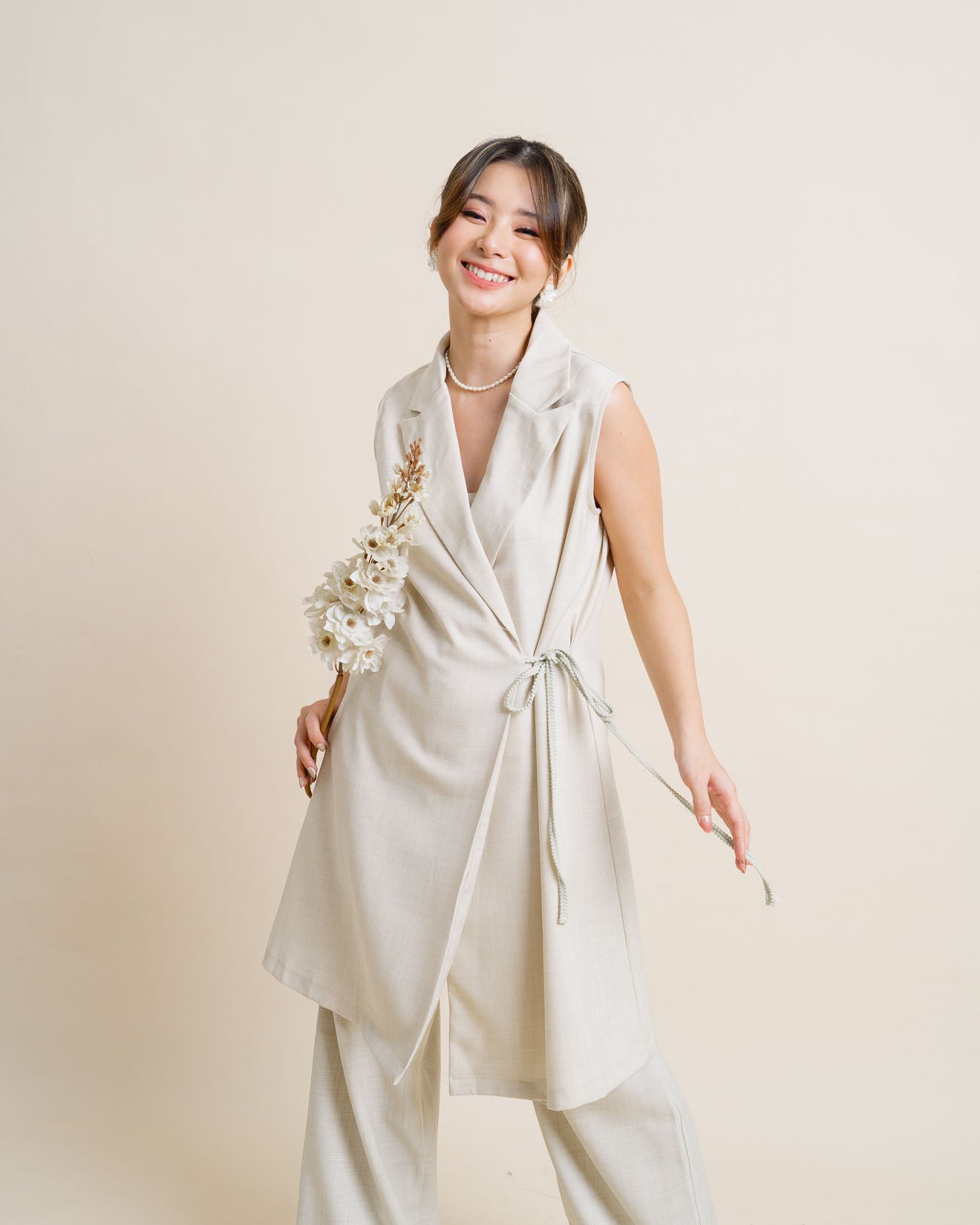 CNY Mandarin Wide Leg Ivory Pants – 288934