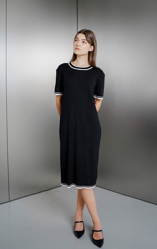 Jolin Knit Black Dress - Gaun Knit Wanita