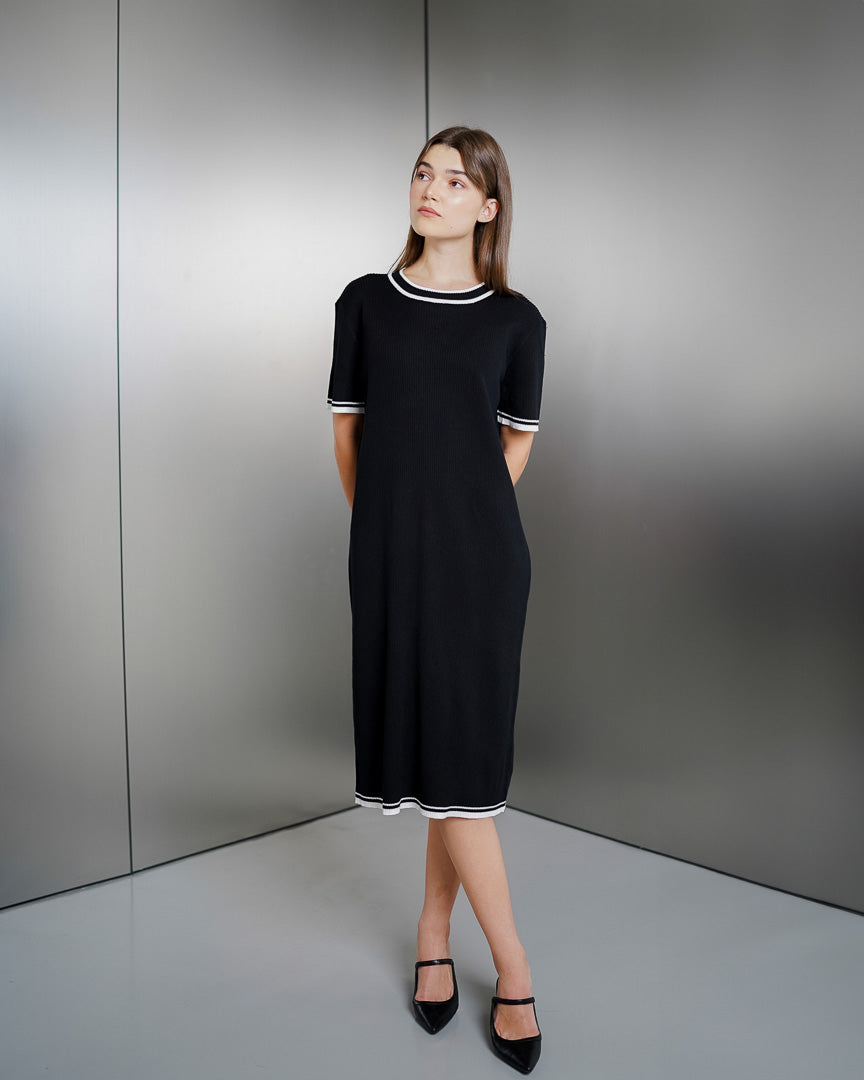 Jolin Knit Black Dress - Gaun Knit Wanita