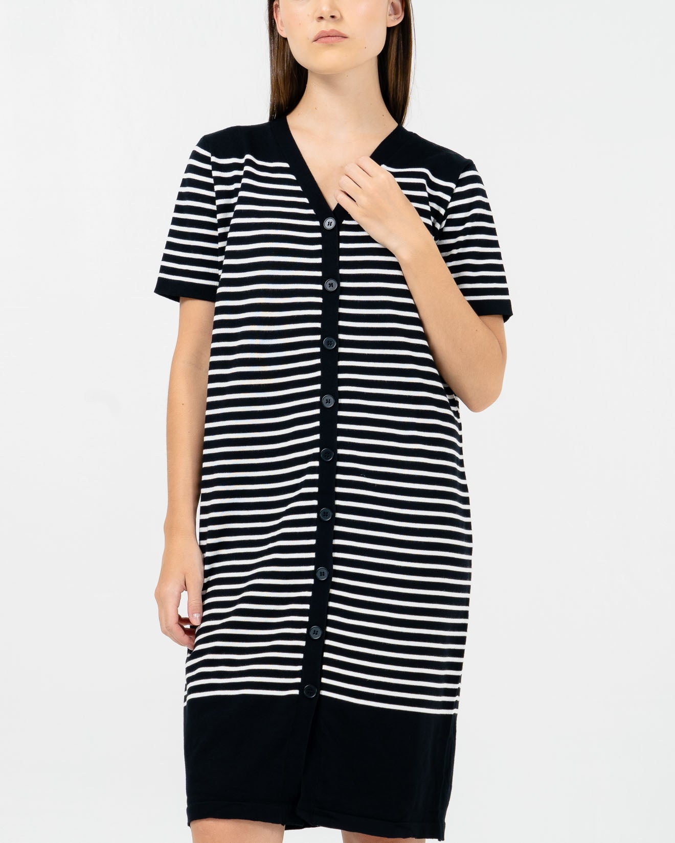 Meghan Knit Striped Black Dress - Gaun Knit Wanita