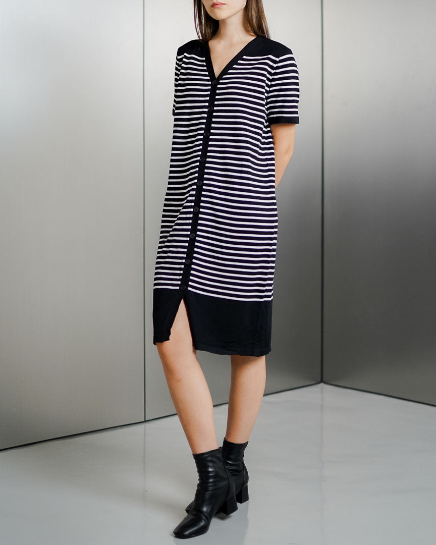 Meghan Knit Striped Black Dress - Gaun Knit Wanita