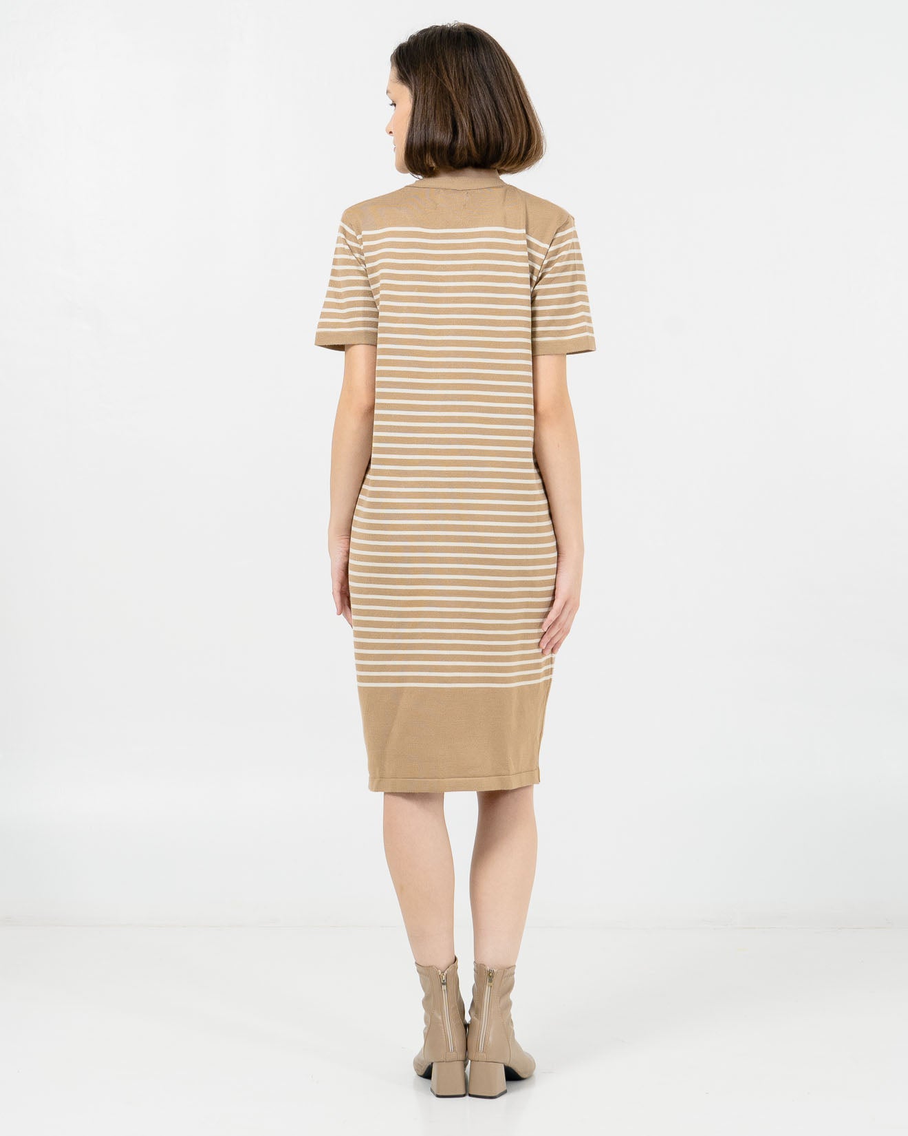 Meghan Knit Striped Brown Dress – Gaun Knit Wanita