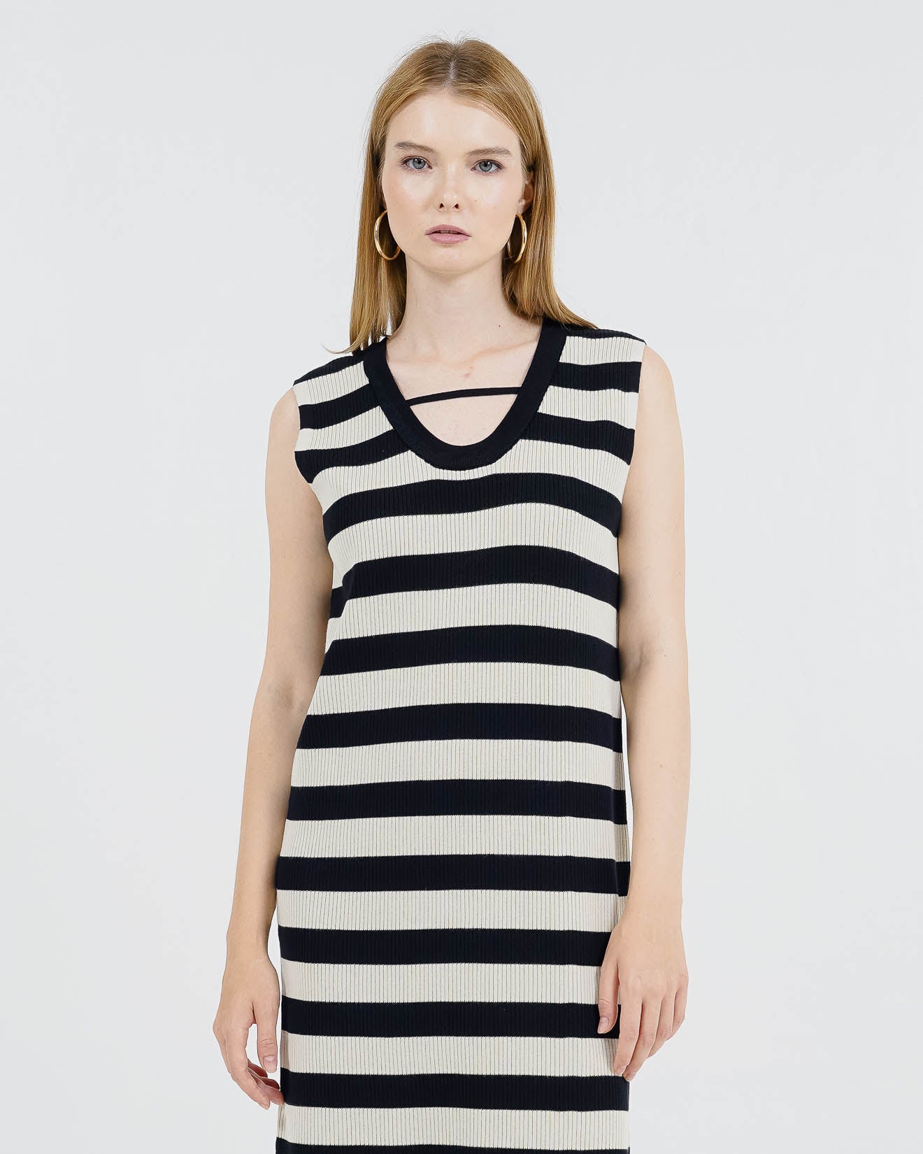 Yoona Stripe Dress Black