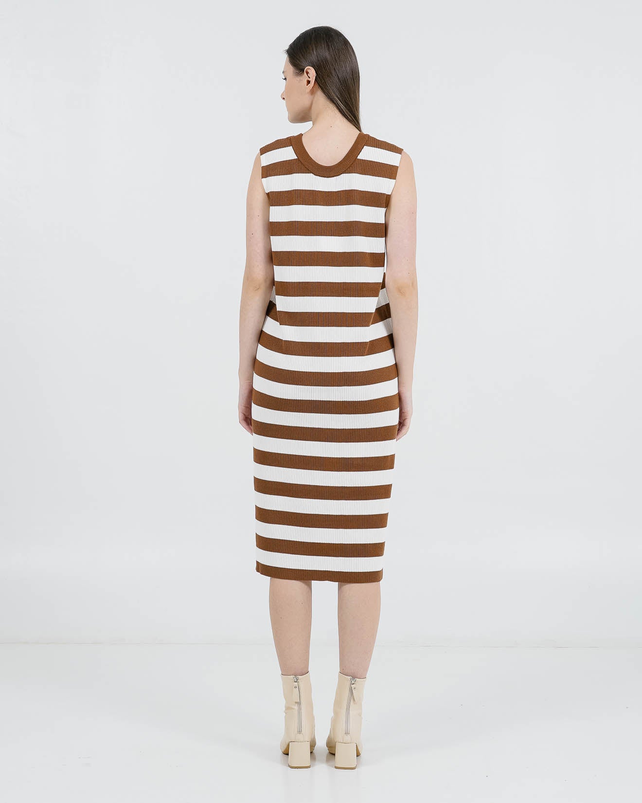 Yoona Stripe Dress Brown