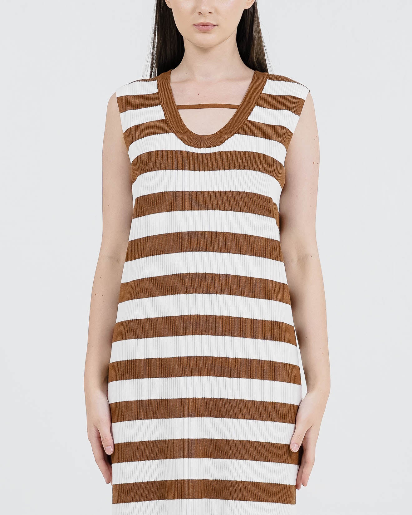 Yoona Stripe Dress Brown