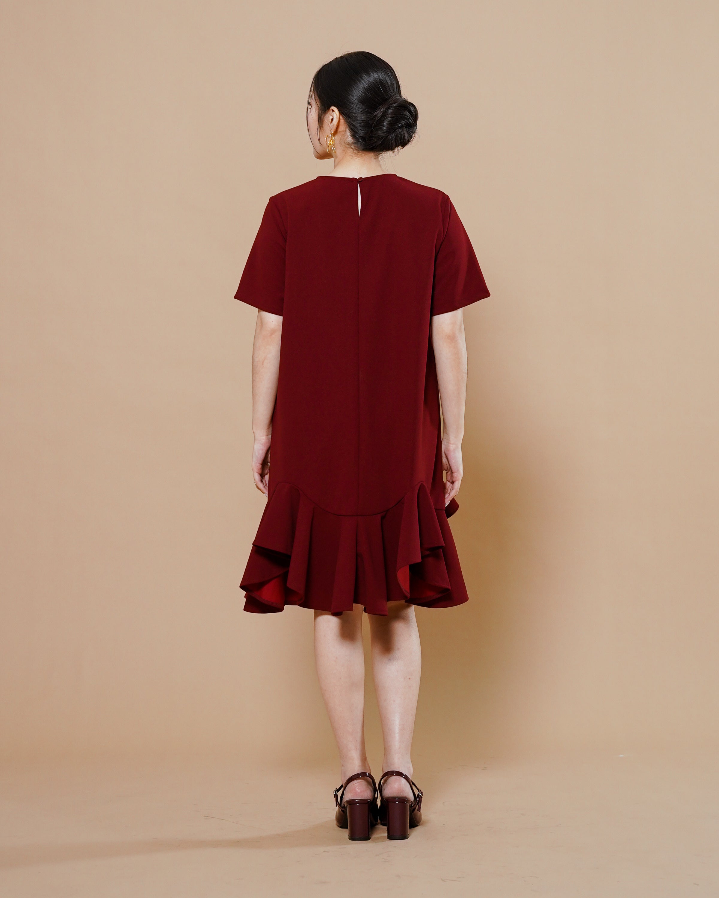 CNY Moonlit Blossoms Dress Maroon