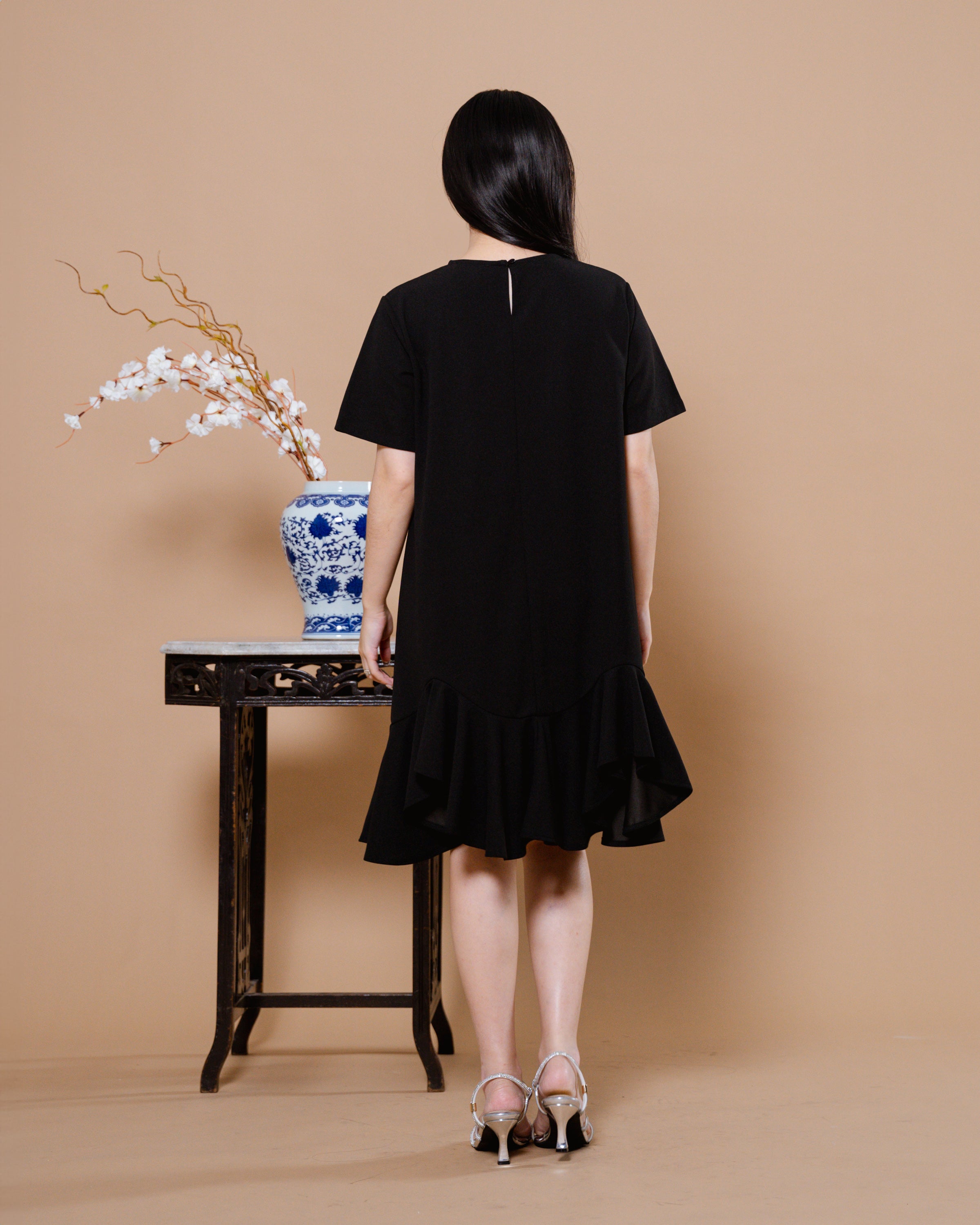 CNY Moonlit Blossoms Dress Black