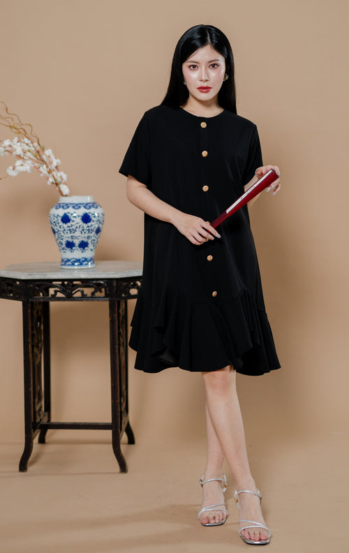 CNY Moonlit Blossoms Dress Black