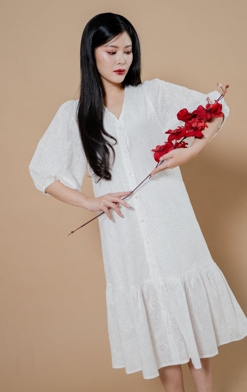 CNY Joyous Petals Dress White