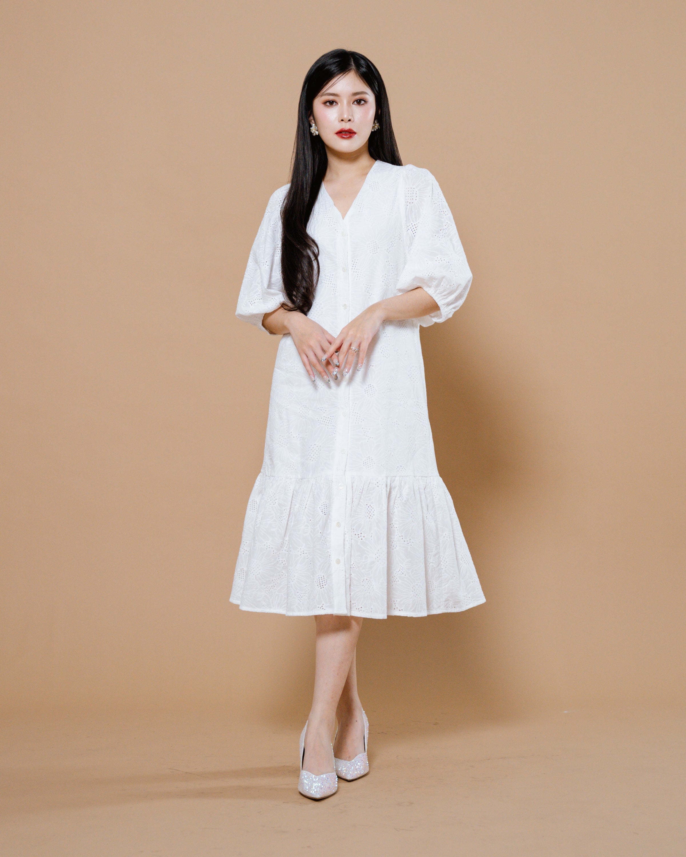 CNY Joyous Petals Dress White