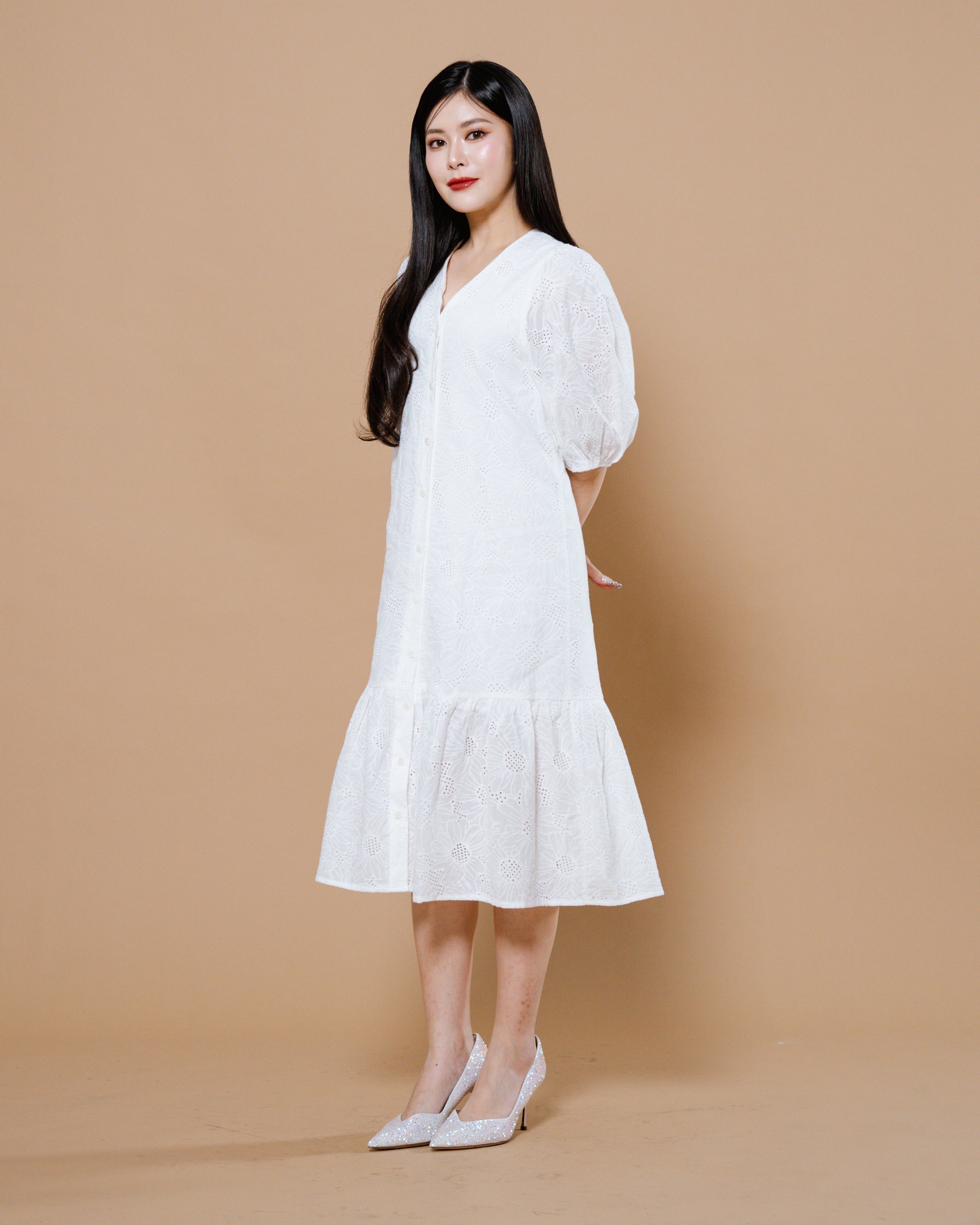 CNY Joyous Petals Dress White