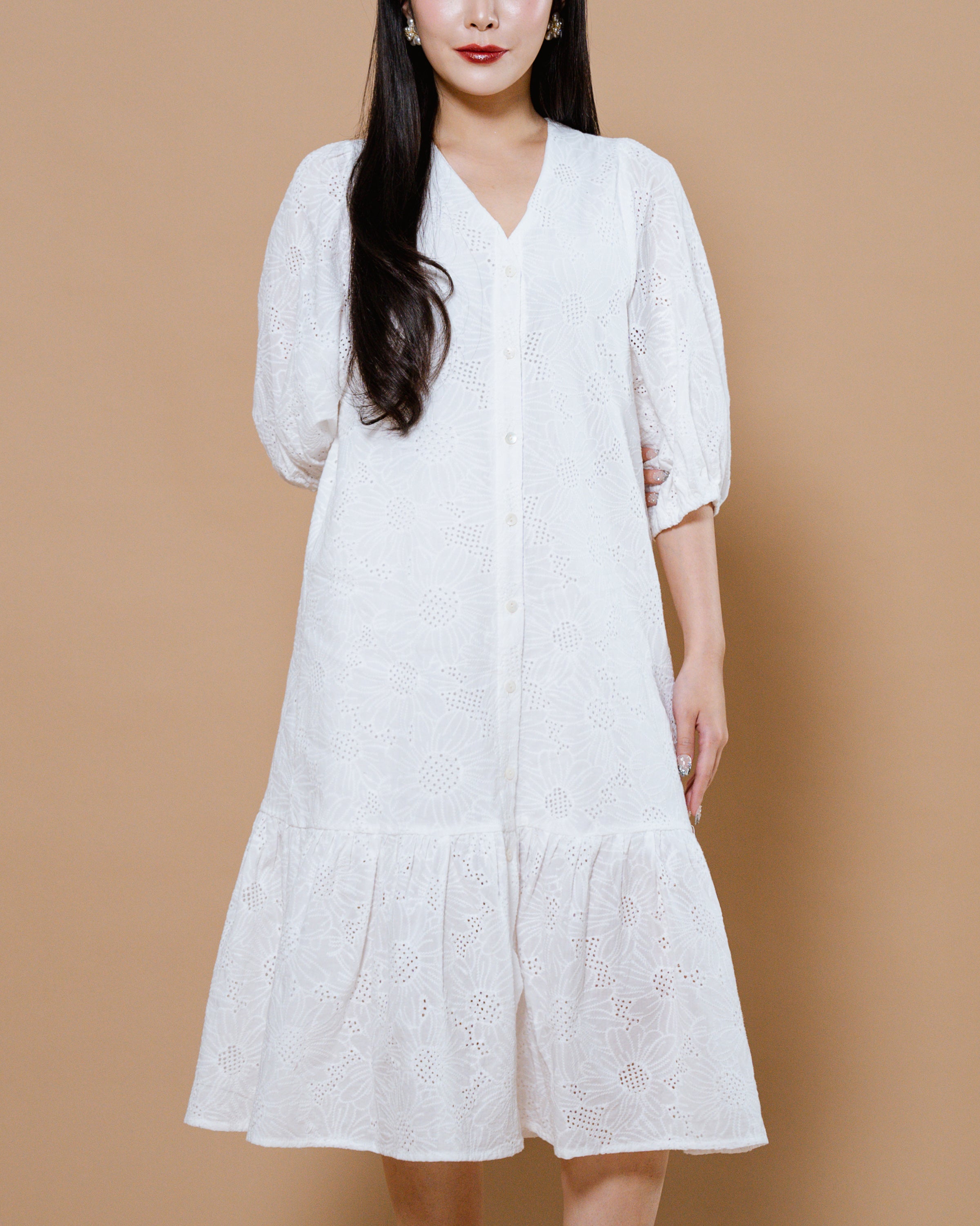 CNY Joyous Petals Dress White