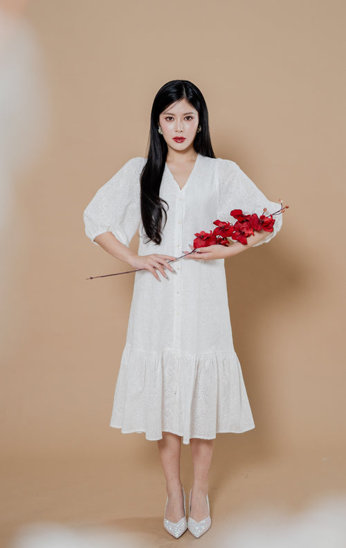 CNY Joyous Petals Dress White