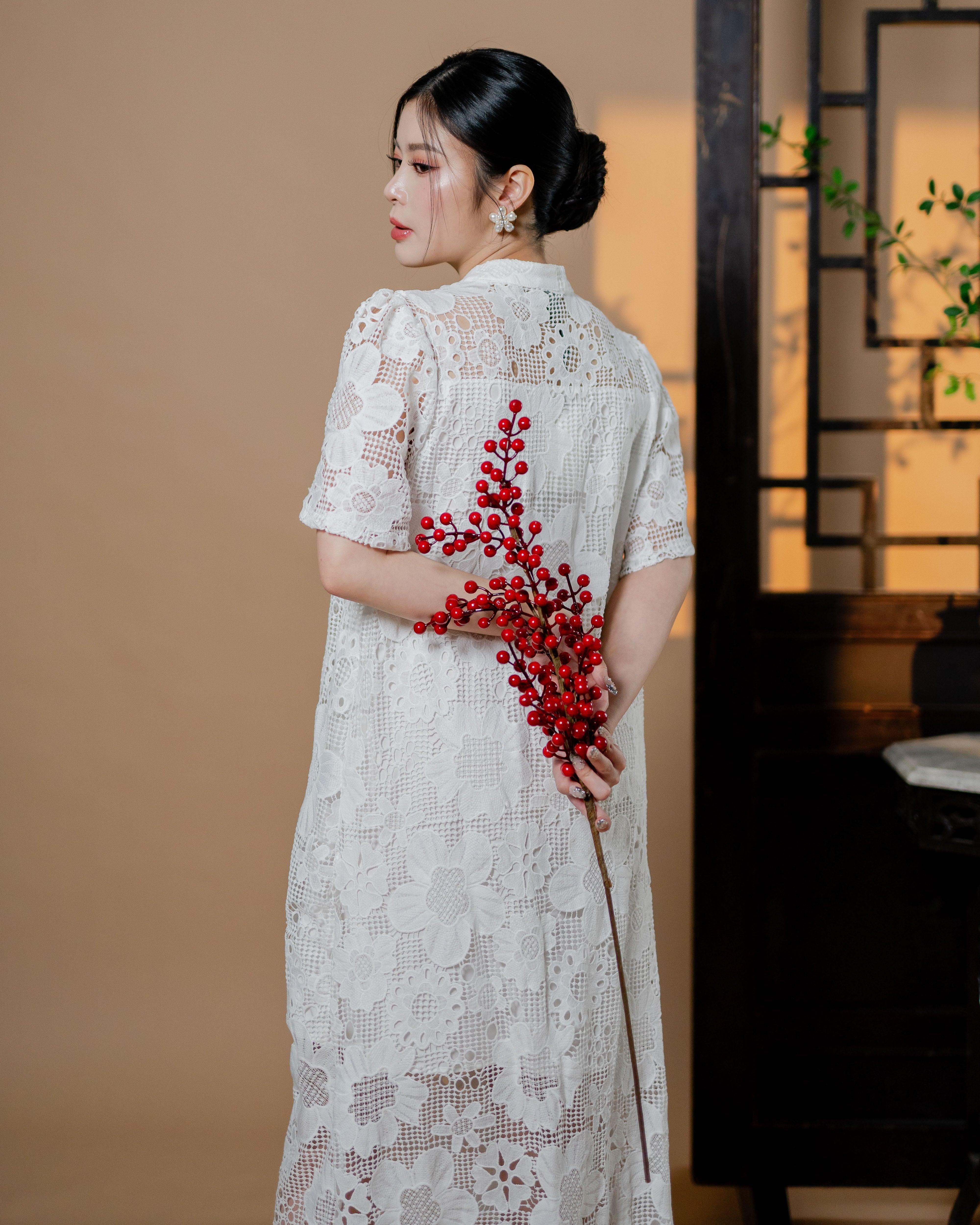 CNY Floral Fortune Dress White