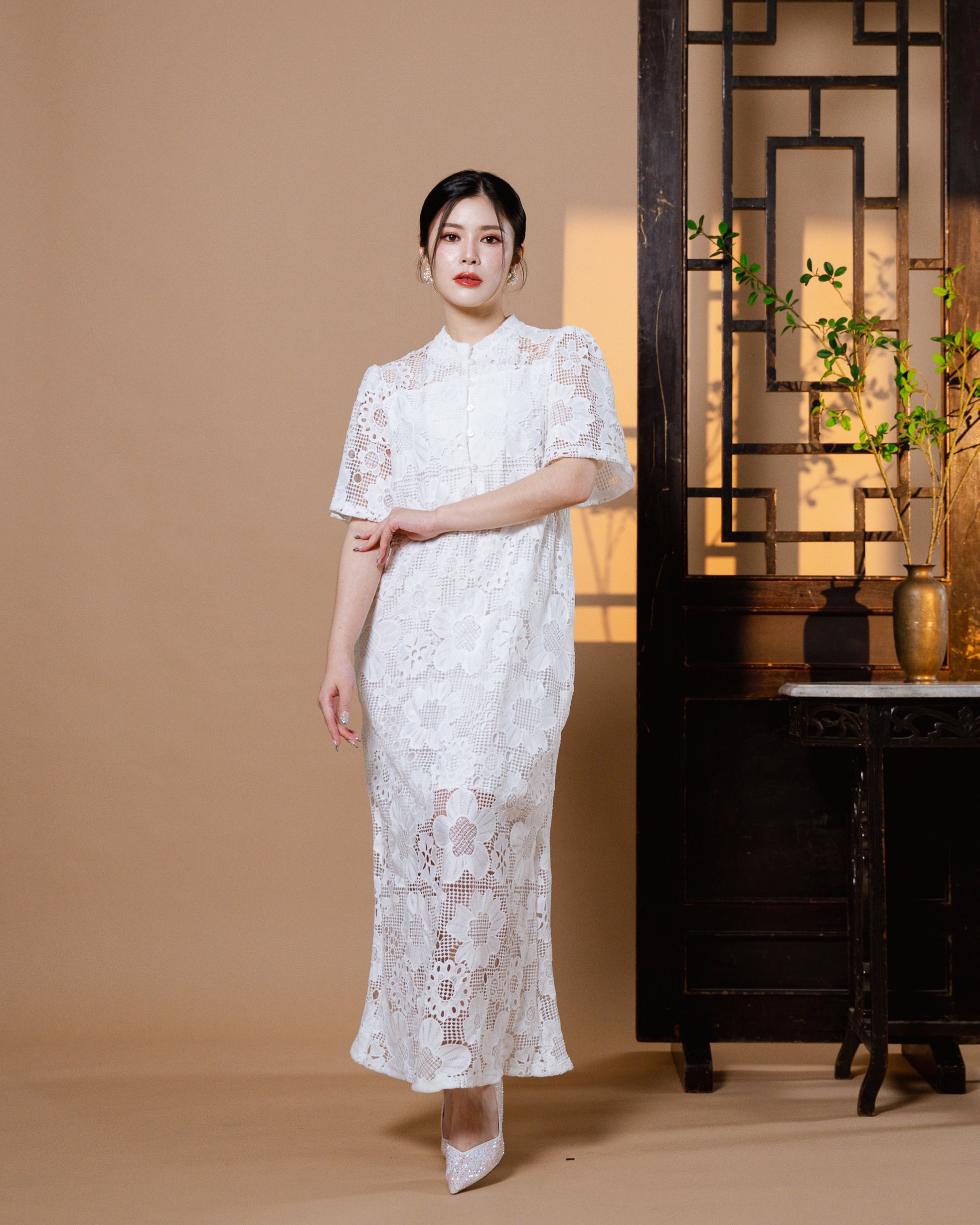 CNY Floral Fortune Dress White