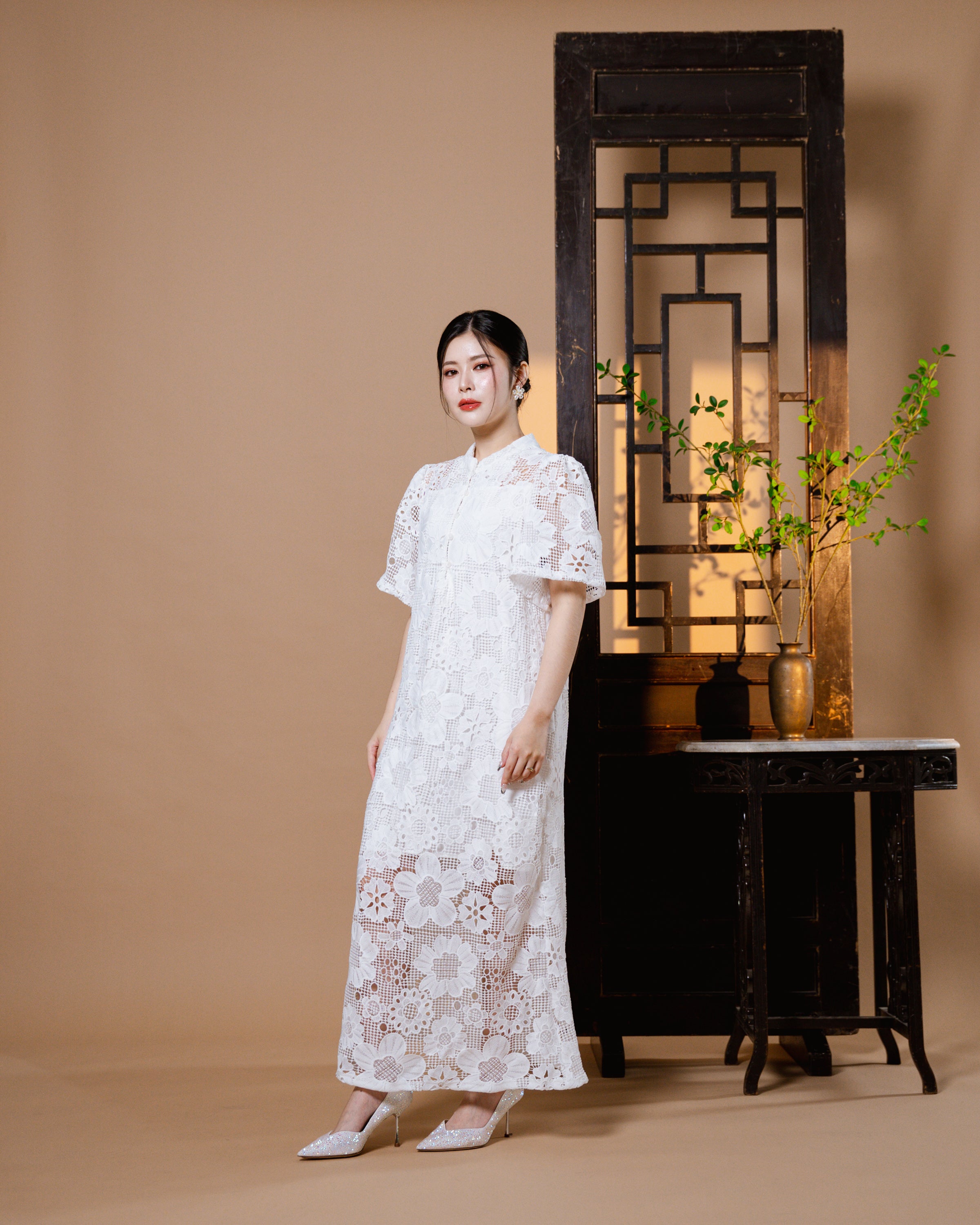 CNY Floral Fortune Dress White