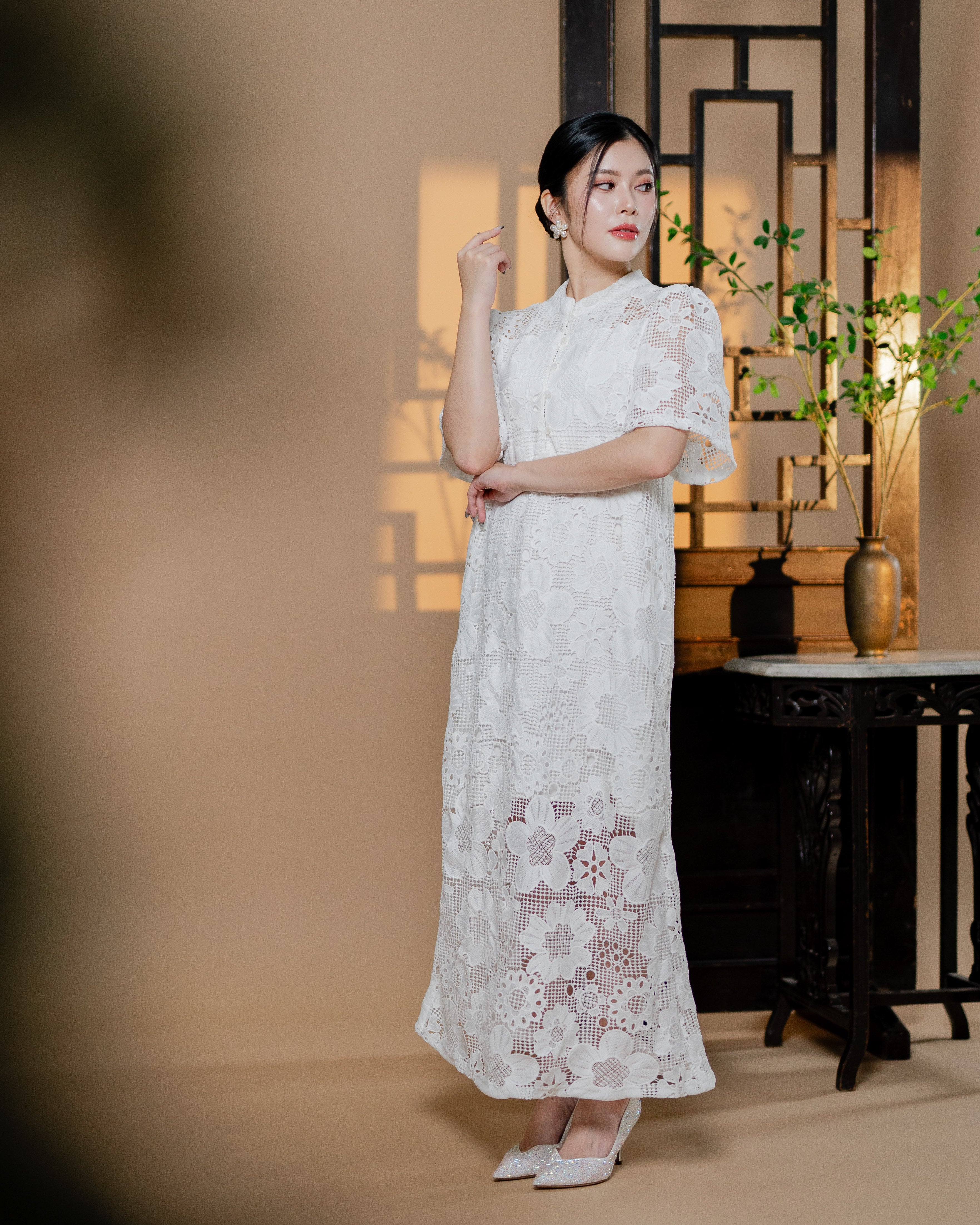 CNY Floral Fortune Dress White