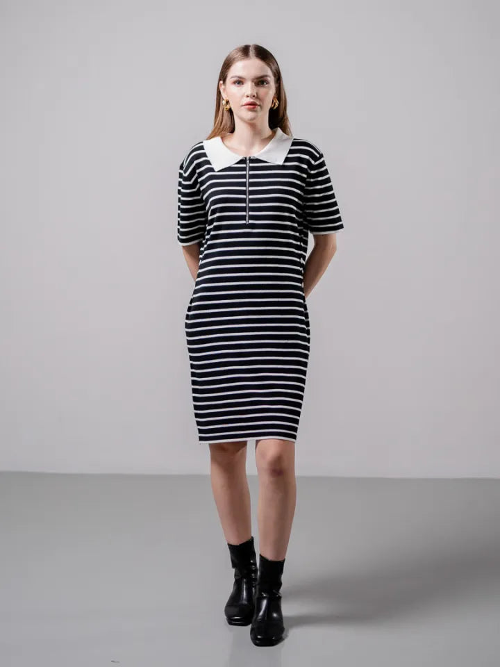 Audrey Dress Black Striped