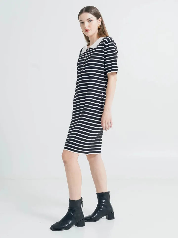 Audrey Dress Black Striped