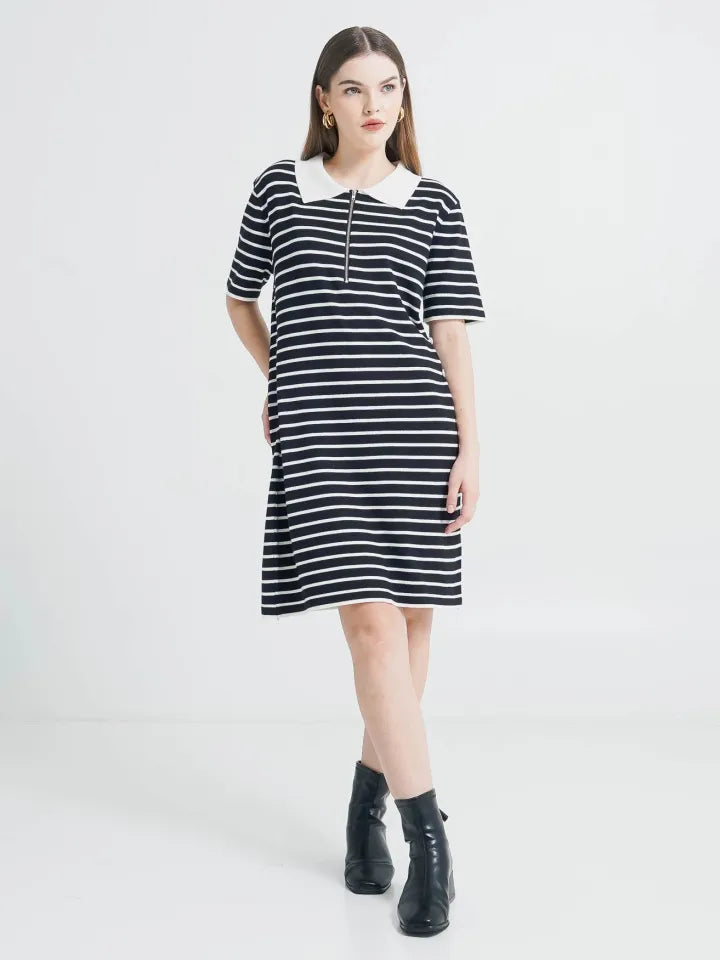 Audrey Dress Black Striped