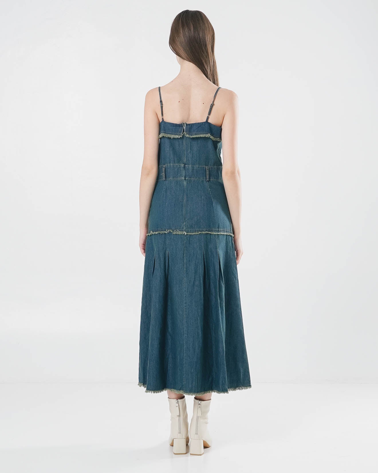 Katarina Fringed Strap Denim Dress –  Gaun Wanita Kekinian