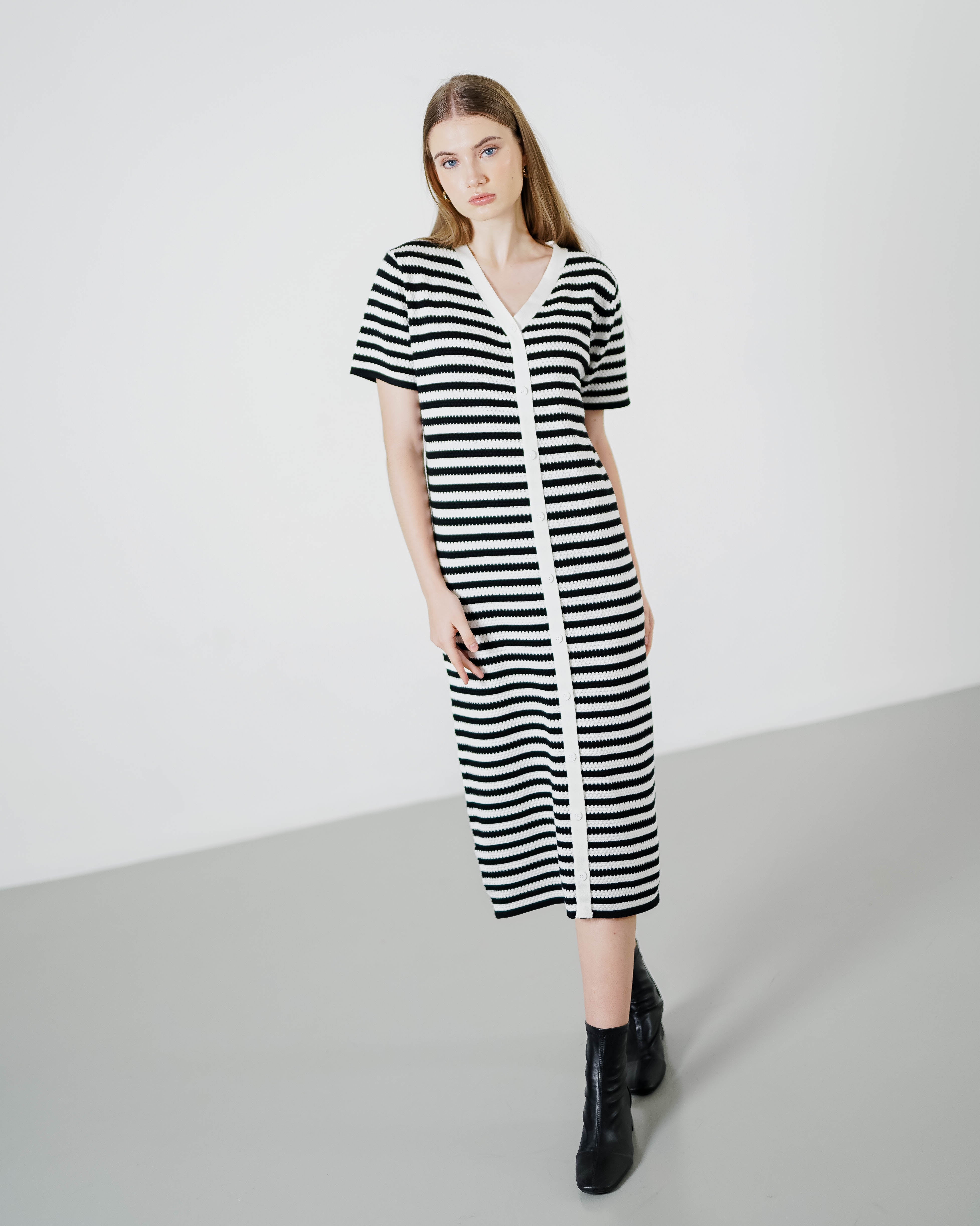 Syella Dress Black Stripped