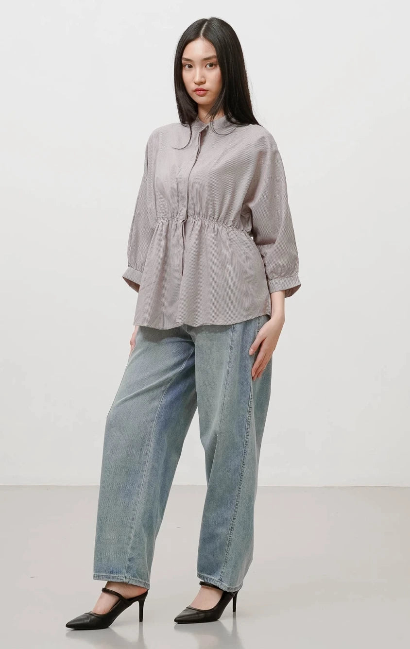 Ginera Top Brown Striped